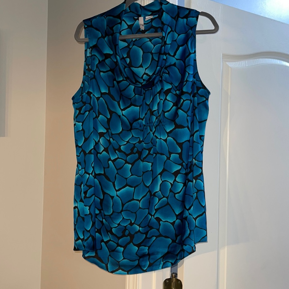 Sami & Jo Blue Black Abstract Print Sleeveless Cowl Neck Camisole